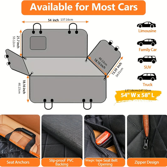 Dog Seat Cover Car Seat Cover for Pets 100%Waterproof Pet Seat Cover Hammock 600D Heavy Duty Scratch Proof Nonslip Durable Soft