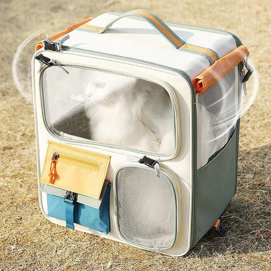 Breathable Pet Cat Carrier Backpack Colorful Pet Carrier Transport Travel Bag Expandable Large Capacity Creative for Cats Dogs
