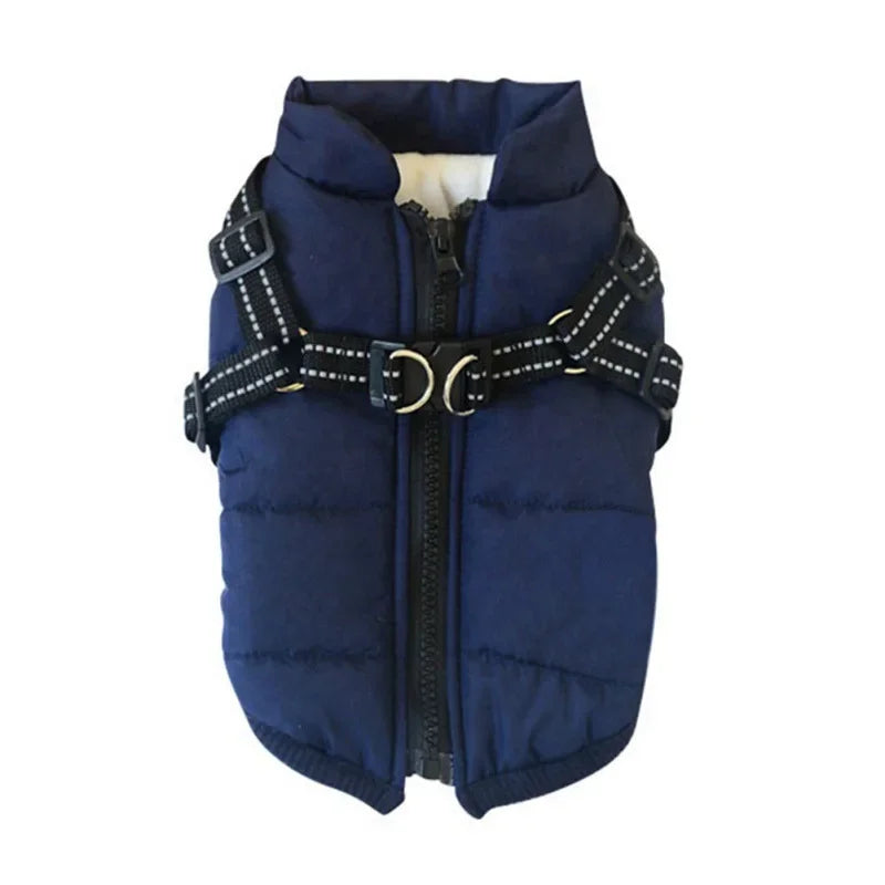 Warm Pet Clothes Waterproof Dog Winter Coat Jacket With Harness Dog Clothes Cozy Snow Jacket Vest For Small Medium Large Dogs