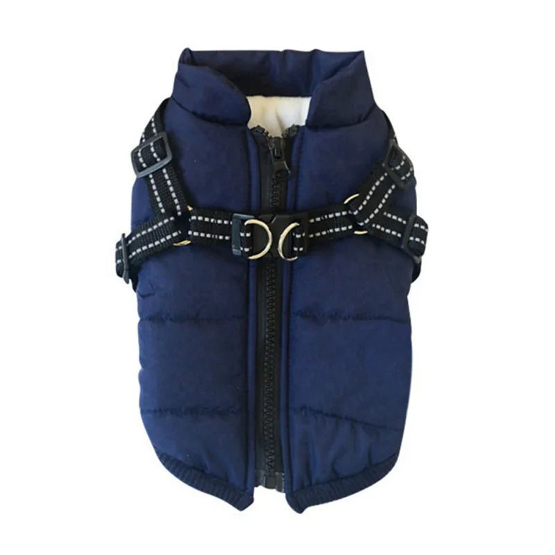 Warm Pet Clothes Waterproof Dog Winter Coat Jacket With Harness Dog Clothes Cozy Snow Jacket Vest For Small Medium Large Dogs