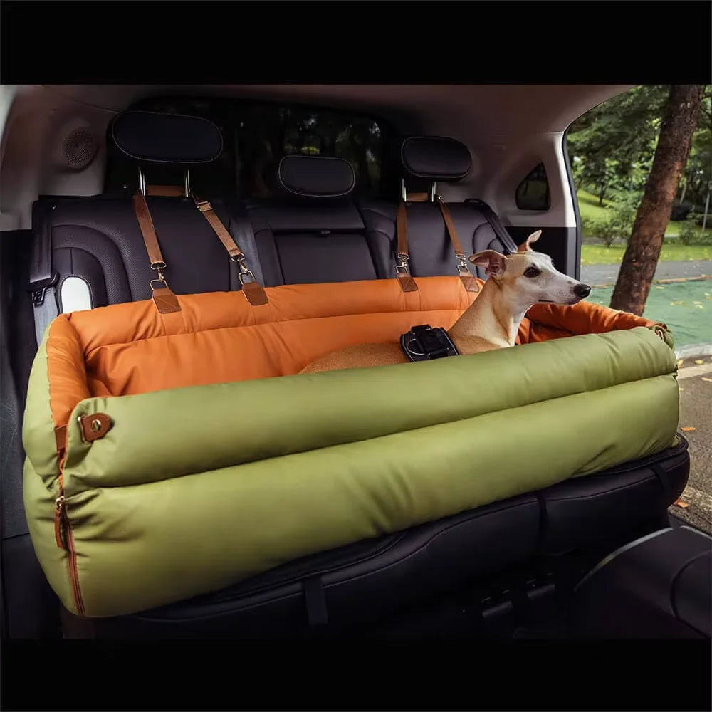 Luxury Waterproof Faux Leather Dog Car Seat Pet Booster Car Seat for Small Dogs Cats Soft Travel Cat Bed with Safety Buckle