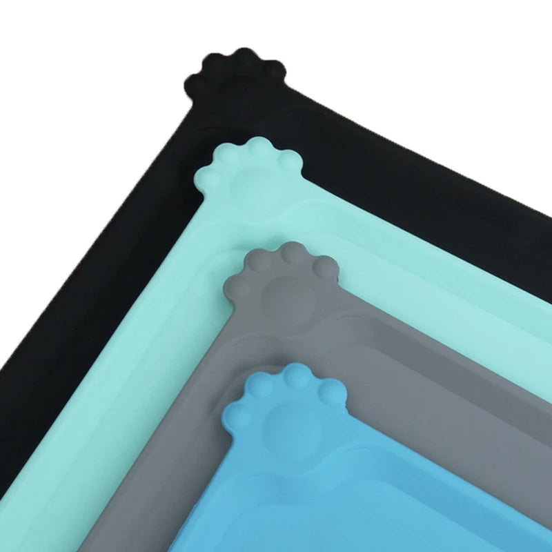 Winter Waterproof Pet Mat For Dog Cat Solid Color Silicone Pet Food Pad Pet Bowl Drinking Mat Dog Feeding Placemat Easy Washing