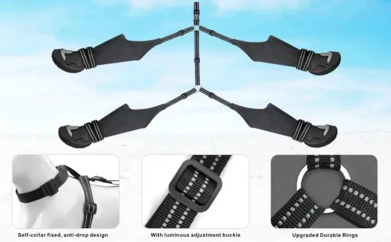 Waterproof Dog Boots Suspender Anti-Slip Walk Dog Shoes Outdoor Small Medium Universal Pet Boots Long with Strap Puppy Supplies