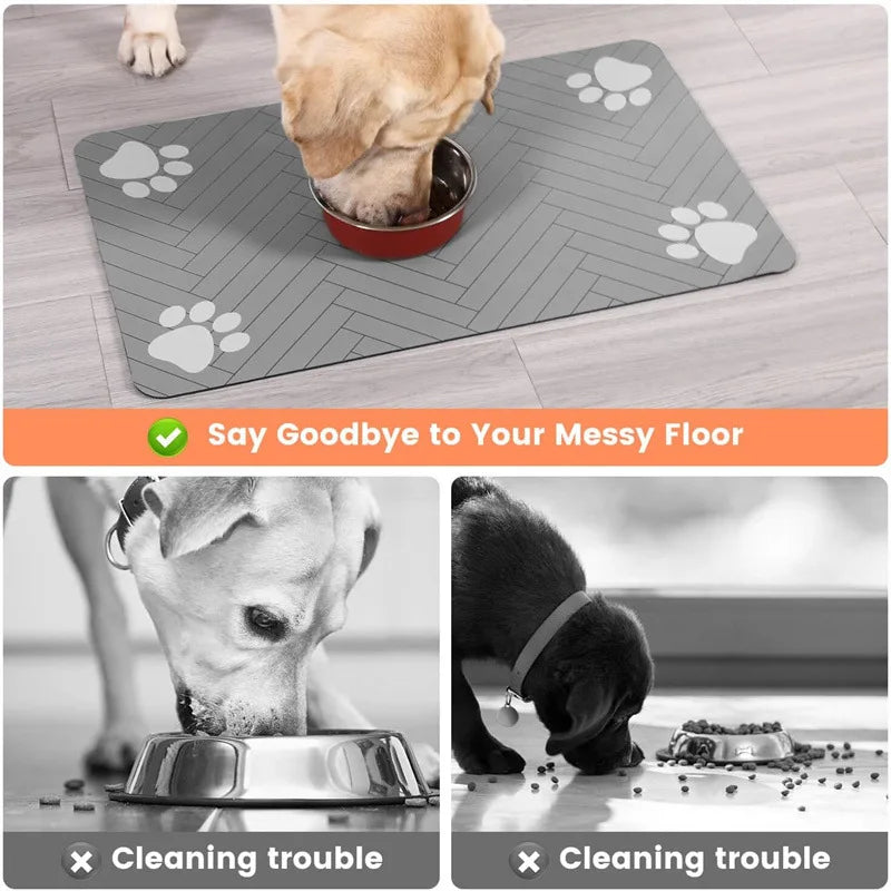 Pet Feeding Mat-Absorbent Dog Mat for Food and Water Bowl-No Stains Quick Dry Dog Water Dispenser Mat-Dog Feeding Supplies