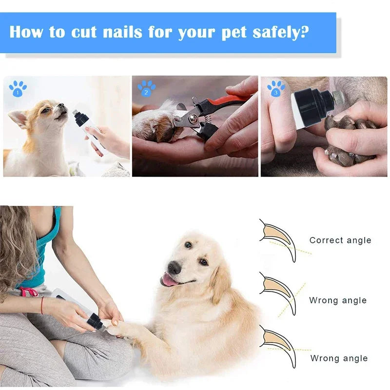 Dog Nail Grinders Painless USB Charging  Rechargeable Pet Nail Clippers Quiet Electric Dog Cat Paws Nail Grooming Trimmer Tools