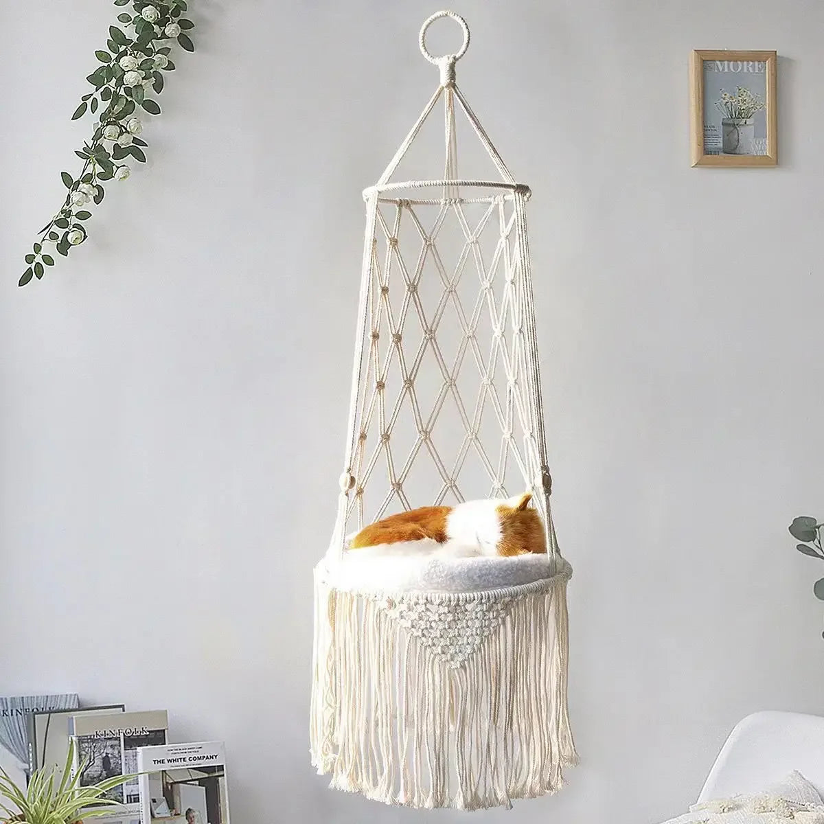 Pet Cat Hammock Swing Bed Bohemian Handwoven Tapestry Cotton Macrame For Home Bedroom Decoration Wall Hanging Without Mat