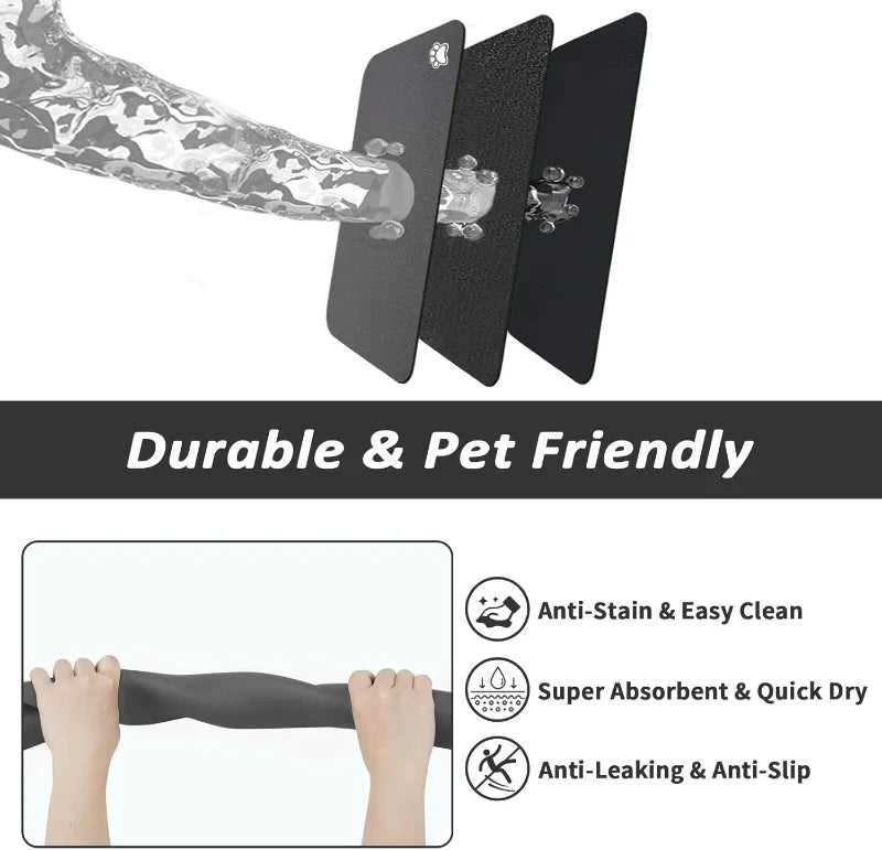 Pet Feeding Mat-Absorbent Dog Mat for Food and Water Bowl-No Stains Quick Dry Dog Water Dispenser Mat-Dog Feeding Supplies