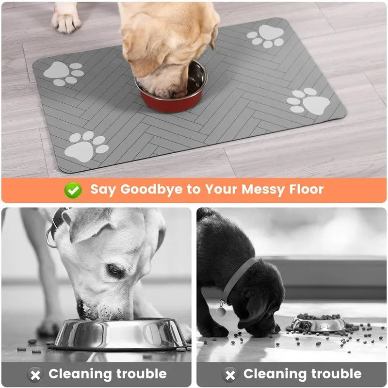 Pet Feeding Mat-Absorbent Dog Mat for Food and Water Bowl-No Stains Quick Dry Dog Water Dispenser Mat-Dog Feeding Supplies
