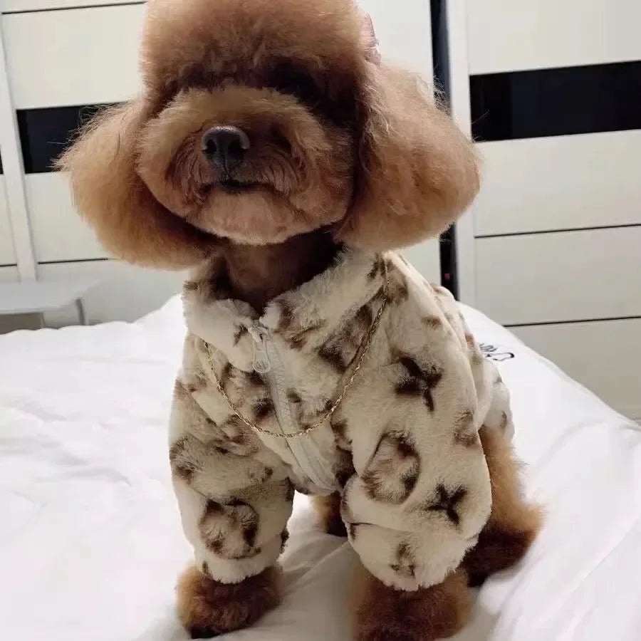 Dog winter High-end coat pet protection against cold sweater small cat aristocratic jacket High-end design sense Teddy cute coat