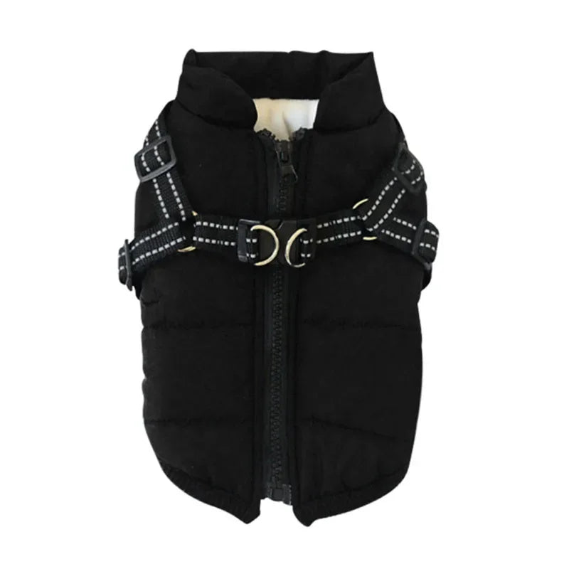 Warm Pet Clothes Waterproof Dog Winter Coat Jacket With Harness Dog Clothes Cozy Snow Jacket Vest For Small Medium Large Dogs