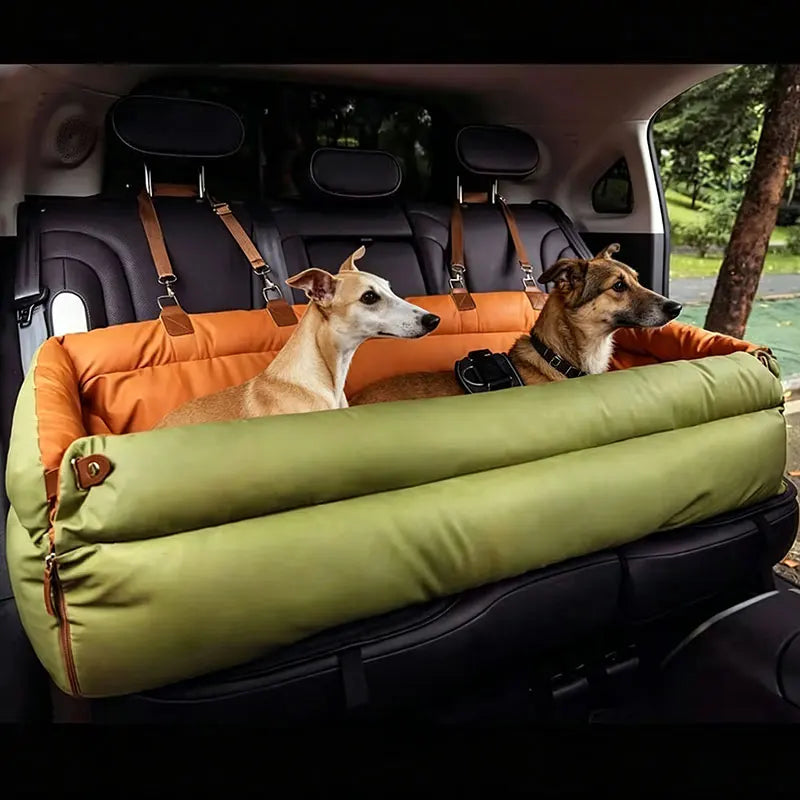 Luxury Waterproof Faux Leather Dog Car Seat Pet Booster Car Seat for Small Dogs Cats Soft Travel Cat Bed with Safety Buckle