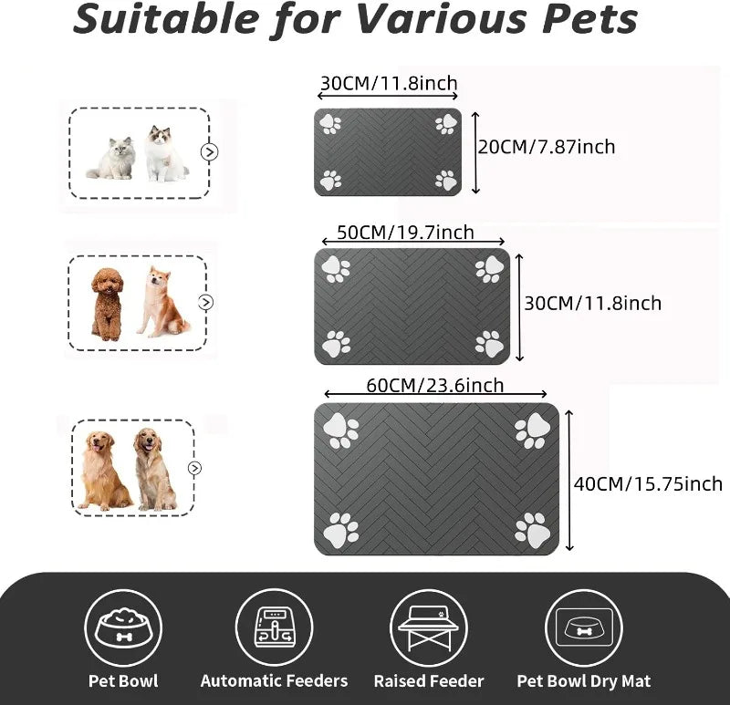 Pet Feeding Mat-Absorbent Dog Mat for Food and Water Bowl-No Stains Quick Dry Dog Water Dispenser Mat-Dog Feeding Supplies