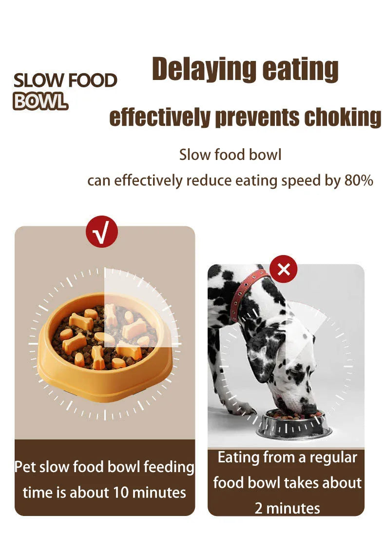 Dog slow food bowl dog bowl dog bowl anti-slip anti-choking anti-vomiting pet feeding bowl small dog food bowl cat bowl