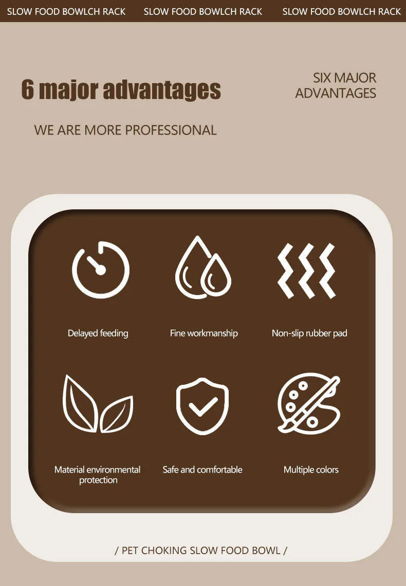 Dog slow food bowl dog bowl dog bowl anti-slip anti-choking anti-vomiting pet feeding bowl small dog food bowl cat bowl