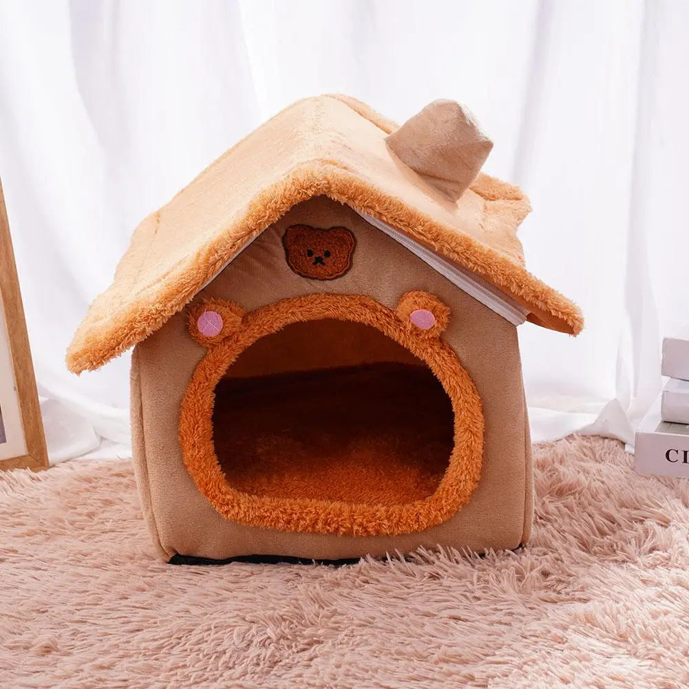 Cat Dog House Nest Winter Warm Pet Bed Small For Dogs Cats All Season Removable Washable Pet Nest Waterproof Bottom Cozy Shelter