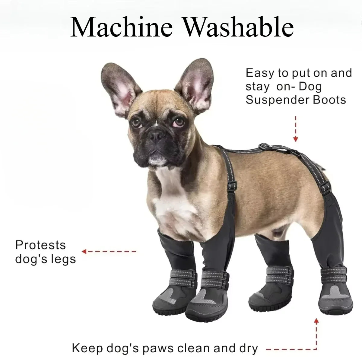 Waterproof Dog Boots Suspender Anti-Slip Walk Dog Shoes Outdoor Small Medium Universal Pet Boots Long with Strap Puppy Supplies