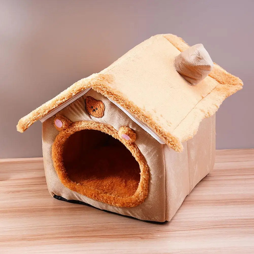 Cat Dog House Nest Winter Warm Pet Bed Small For Dogs Cats All Season Removable Washable Pet Nest Waterproof Bottom Cozy Shelter