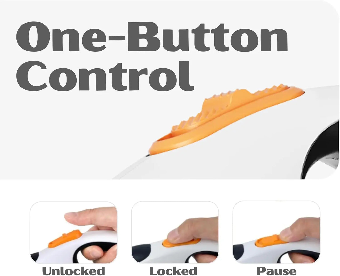 Retractable Dog Leash for Pets Up to 66 lbs, 16'  Reflective Nylon Tape, Tangle Free, Anti-Slip Handle with One Button Control