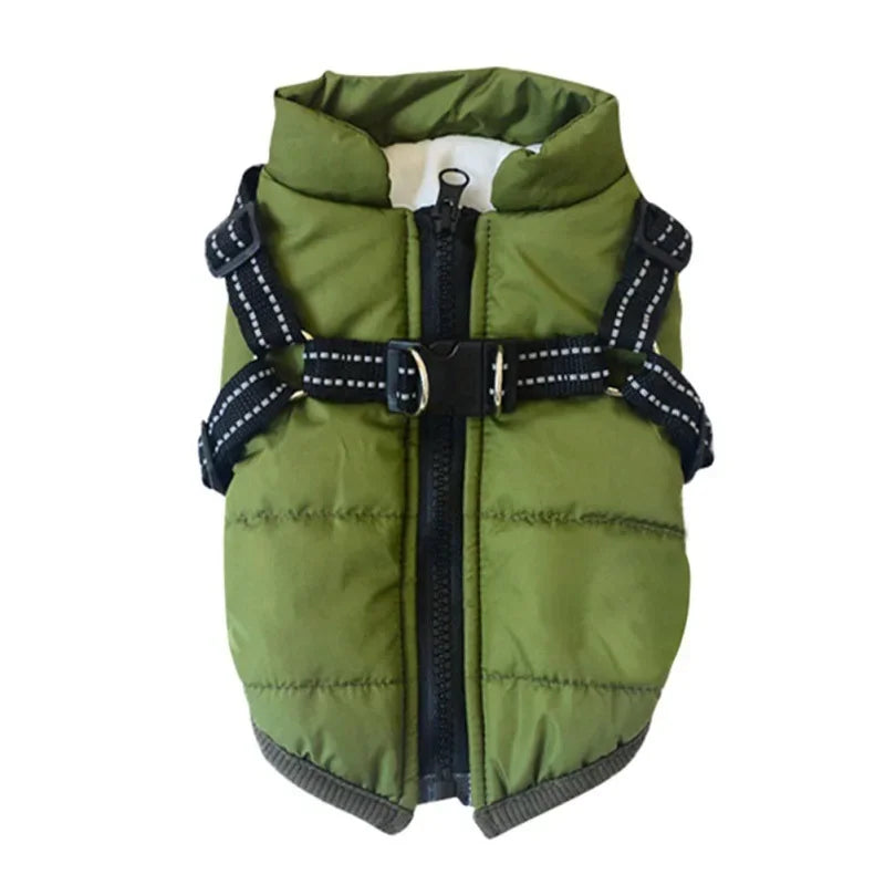 Warm Pet Clothes Waterproof Dog Winter Coat Jacket With Harness Dog Clothes Cozy Snow Jacket Vest For Small Medium Large Dogs