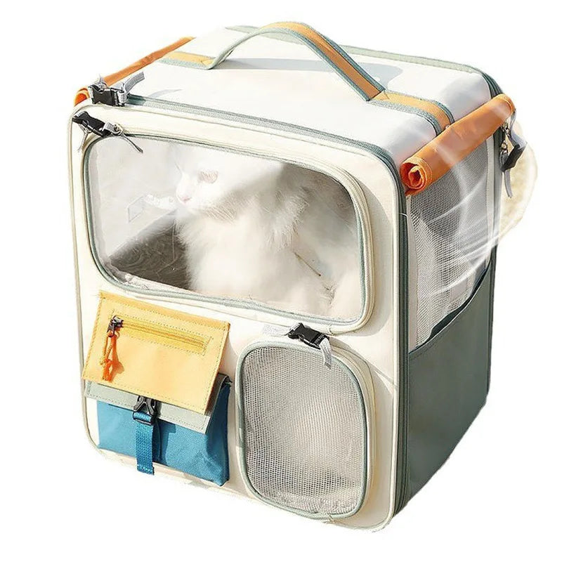 Breathable Pet Cat Carrier Backpack Colorful Pet Carrier Transport Travel Bag Expandable Large Capacity Creative for Cats Dogs