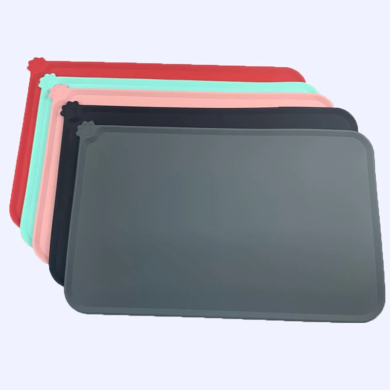 Winter Waterproof Pet Mat For Dog Cat Solid Color Silicone Pet Food Pad Pet Bowl Drinking Mat Dog Feeding Placemat Easy Washing