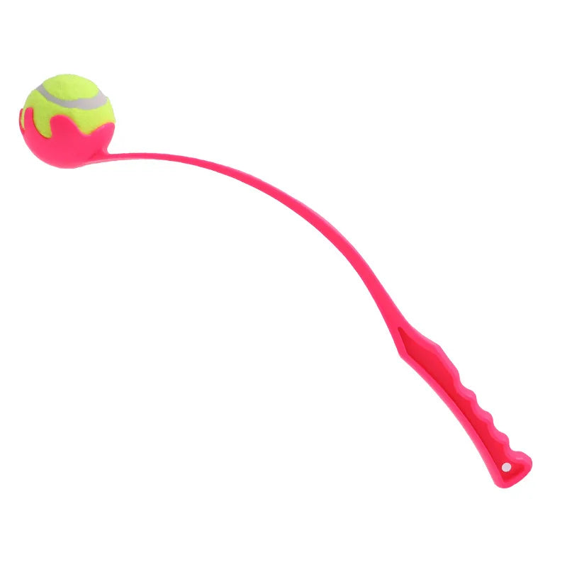 Pet Throwing Stick Toy - Interactive Ball Launcher for Dogs Cats Training, Fetch Game with Rubber Balls