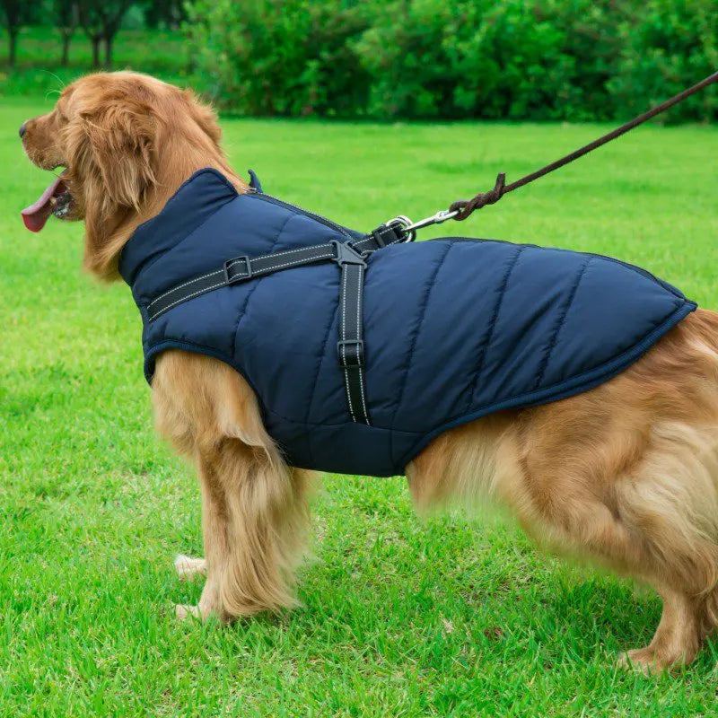Warm Pet Clothes Waterproof Dog Winter Coat Jacket With Harness Dog Clothes Cozy Snow Jacket Vest For Small Medium Large Dogs