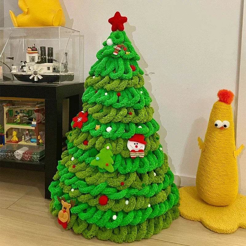 Christmas Tree Cat Bed DIY Yarn Tools Package Homemade Puppy Nest for Autumn Winter Warmth Four Seasons Universal Pet Suppplies