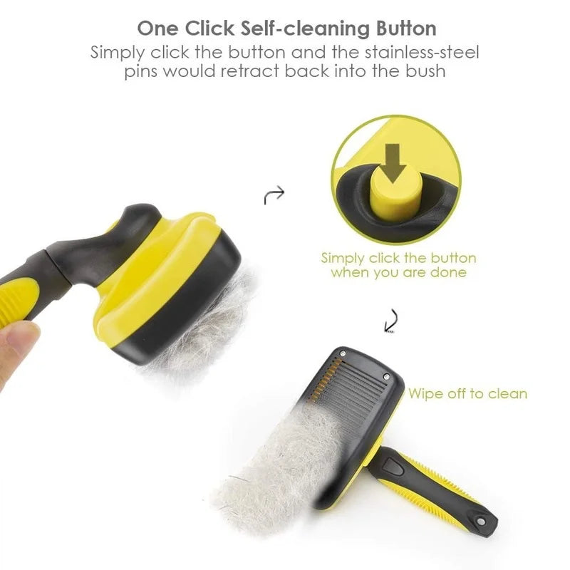 Self-Cleaning Pet Grooming Brush for Dogs & Cats - Deshedding & Hair Removal Tool