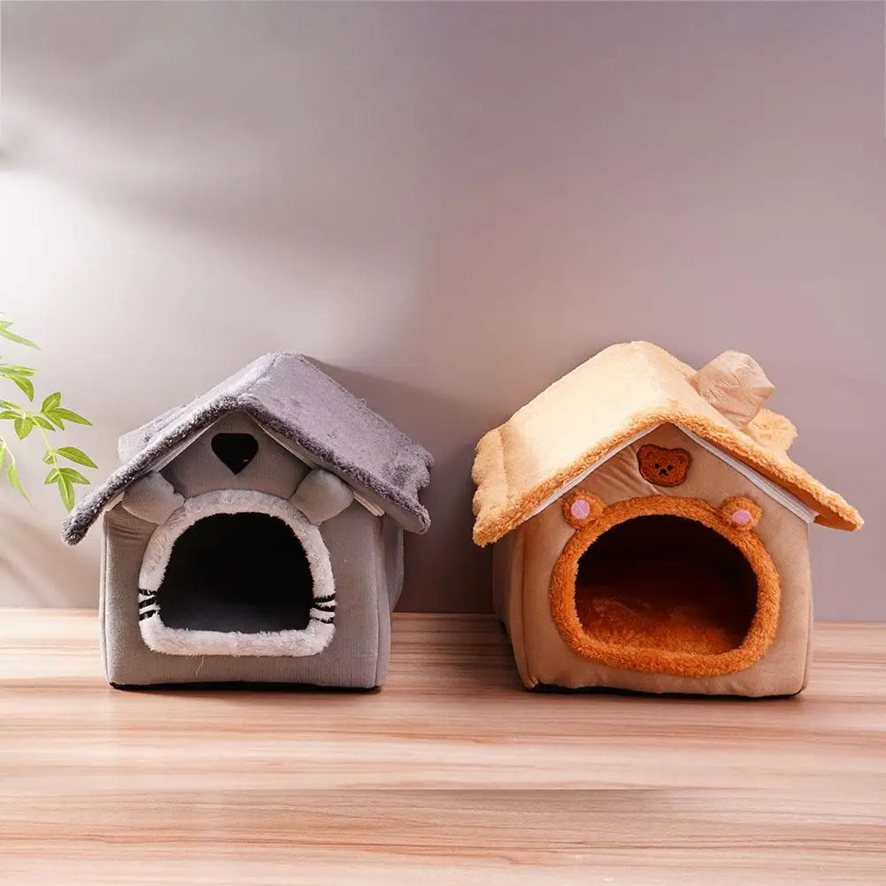 Cat Dog House Nest Winter Warm Pet Bed Small For Dogs Cats All Season Removable Washable Pet Nest Waterproof Bottom Cozy Shelter
