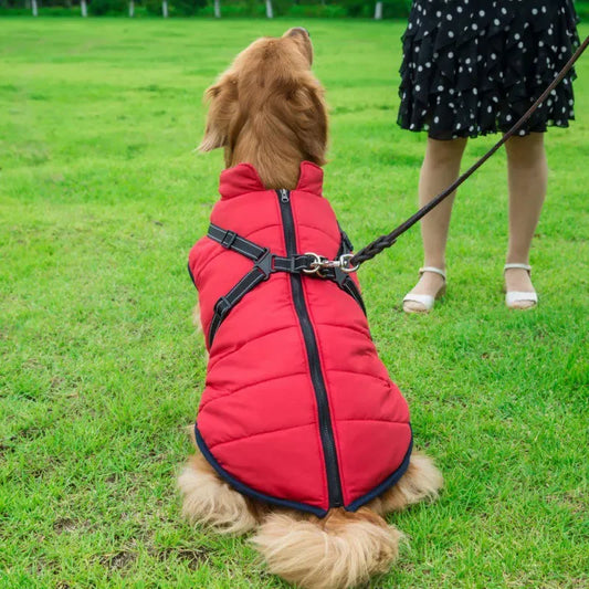 Warm Pet Clothes Waterproof Dog Winter Coat Jacket With Harness Dog Clothes Cozy Snow Jacket Vest For Small Medium Large Dogs