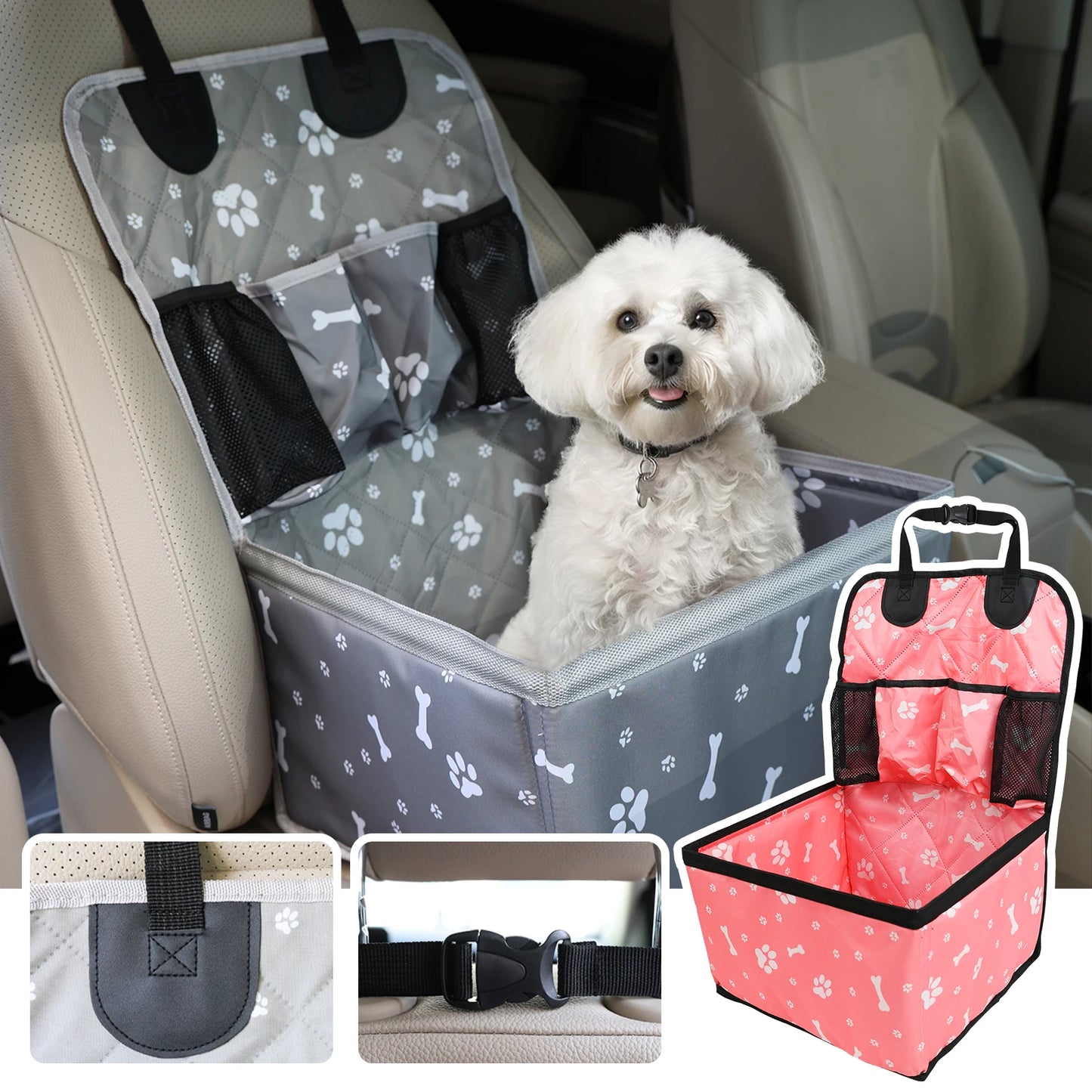 Portable Dog Car Booster Seat Carrier for Small Medium Dogs Safety Travel Pet Basket With Storage Front Seat Pet Carrier For Dog