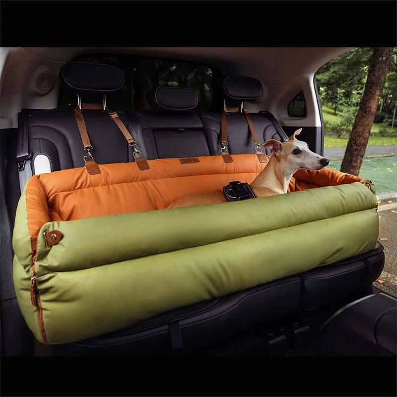 Luxury Waterproof Faux Leather Dog Car Seat Pet Booster Car Seat for Small Dogs Cats Soft Travel Cat Bed with Safety Buckle