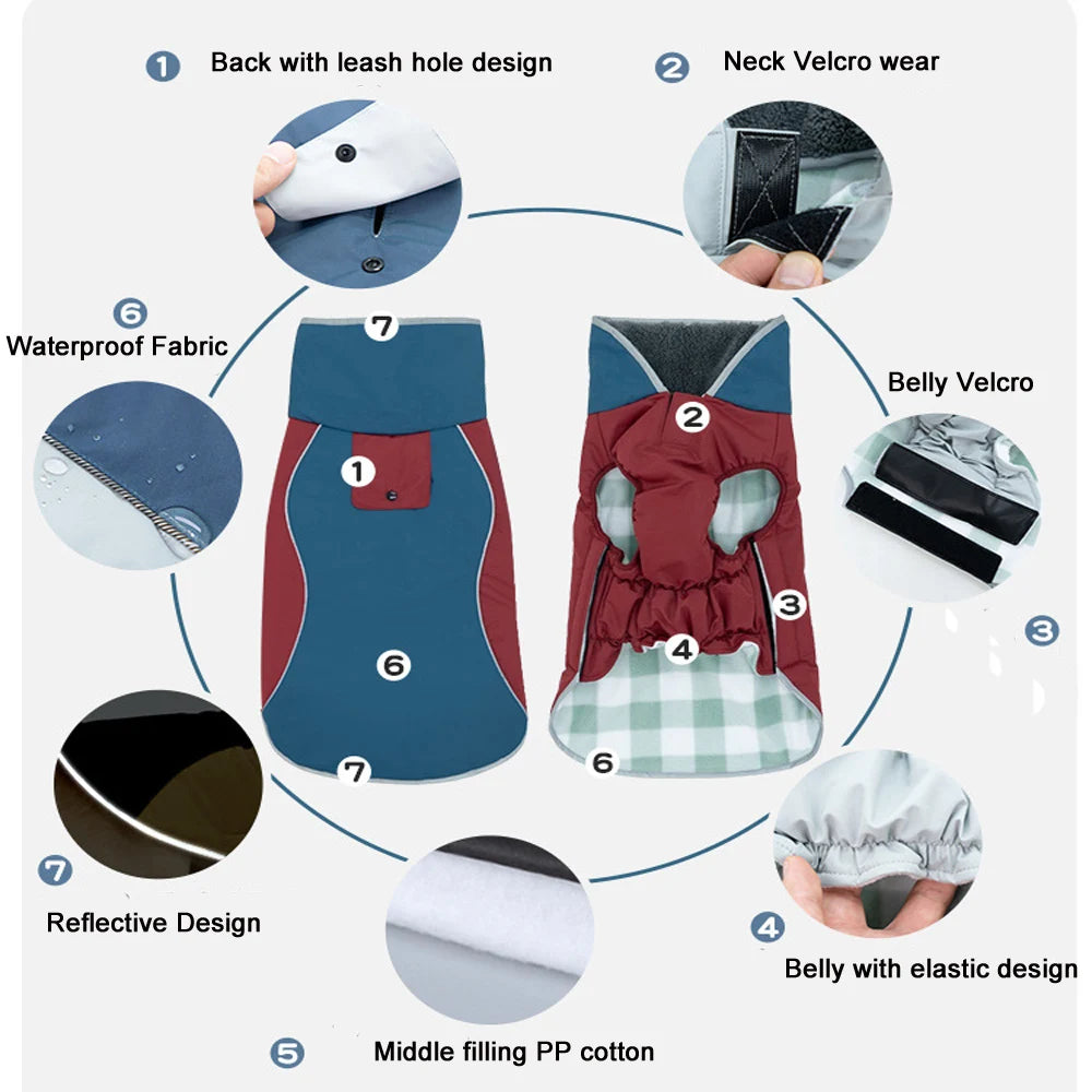 Dog Coats Waterproof Windproof Pet Winter Reflective Jacket for Cold Weather Warmly Dogs Clothes for Small Medium Large Dogs