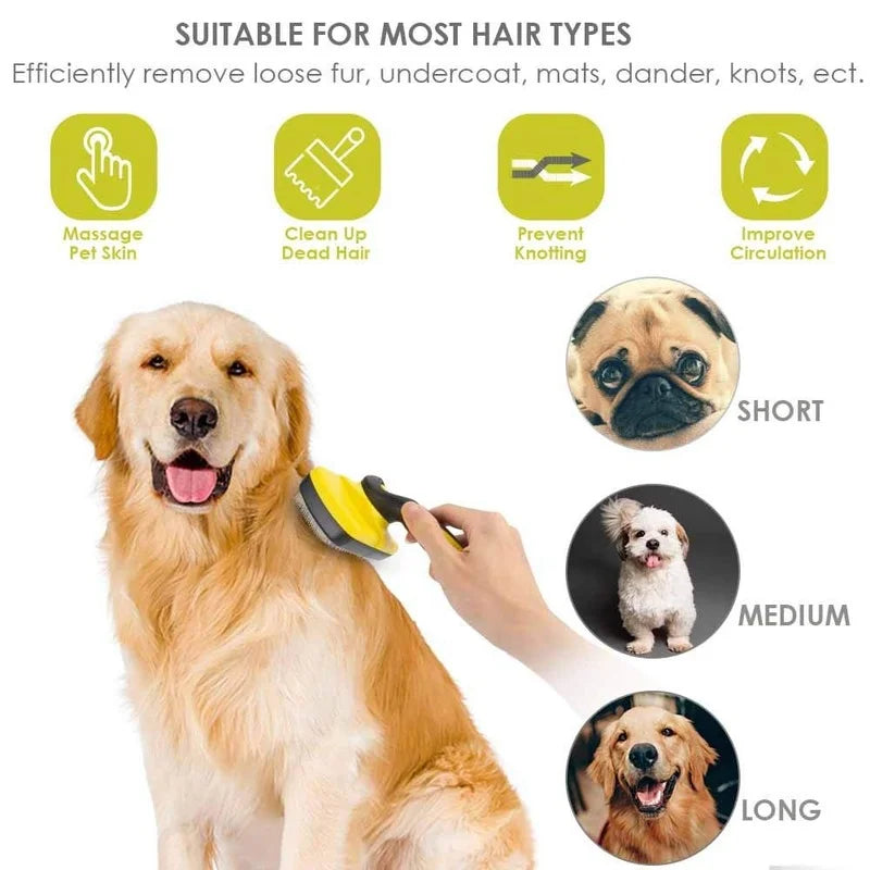 Self-Cleaning Pet Grooming Brush for Dogs & Cats - Deshedding & Hair Removal Tool