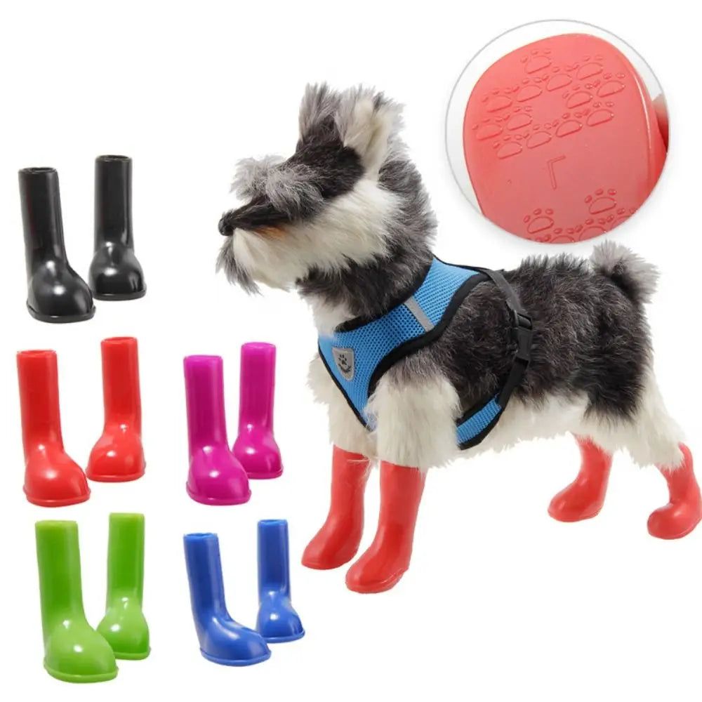 4Pcs Waterproof Pet Dog Shoes Non Slip Prevent Licking Paws Dog Rain Boots Breathable Reusable Pet Paws Protective Hot Pavement