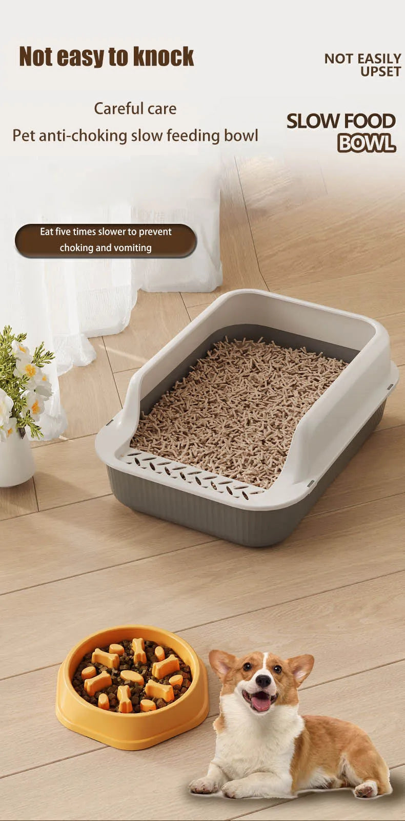 Dog slow food bowl dog bowl dog bowl anti-slip anti-choking anti-vomiting pet feeding bowl small dog food bowl cat bowl