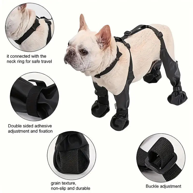 Pet Dog Shoes Waterproof Adjustable Dog Boots Rain Day Pet Breathbale Shoes For Outdoor Walking Soft French Bulldog Paws Protec