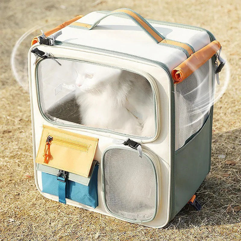 Breathable Pet Cat Carrier Backpack Colorful Pet Carrier Transport Travel Bag Expandable Large Capacity Creative for Cats Dogs