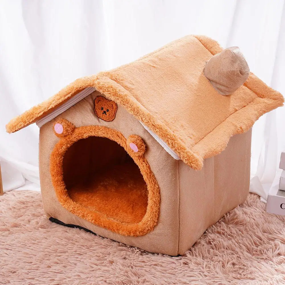 Cat Dog House Nest Winter Warm Pet Bed Small For Dogs Cats All Season Removable Washable Pet Nest Waterproof Bottom Cozy Shelter