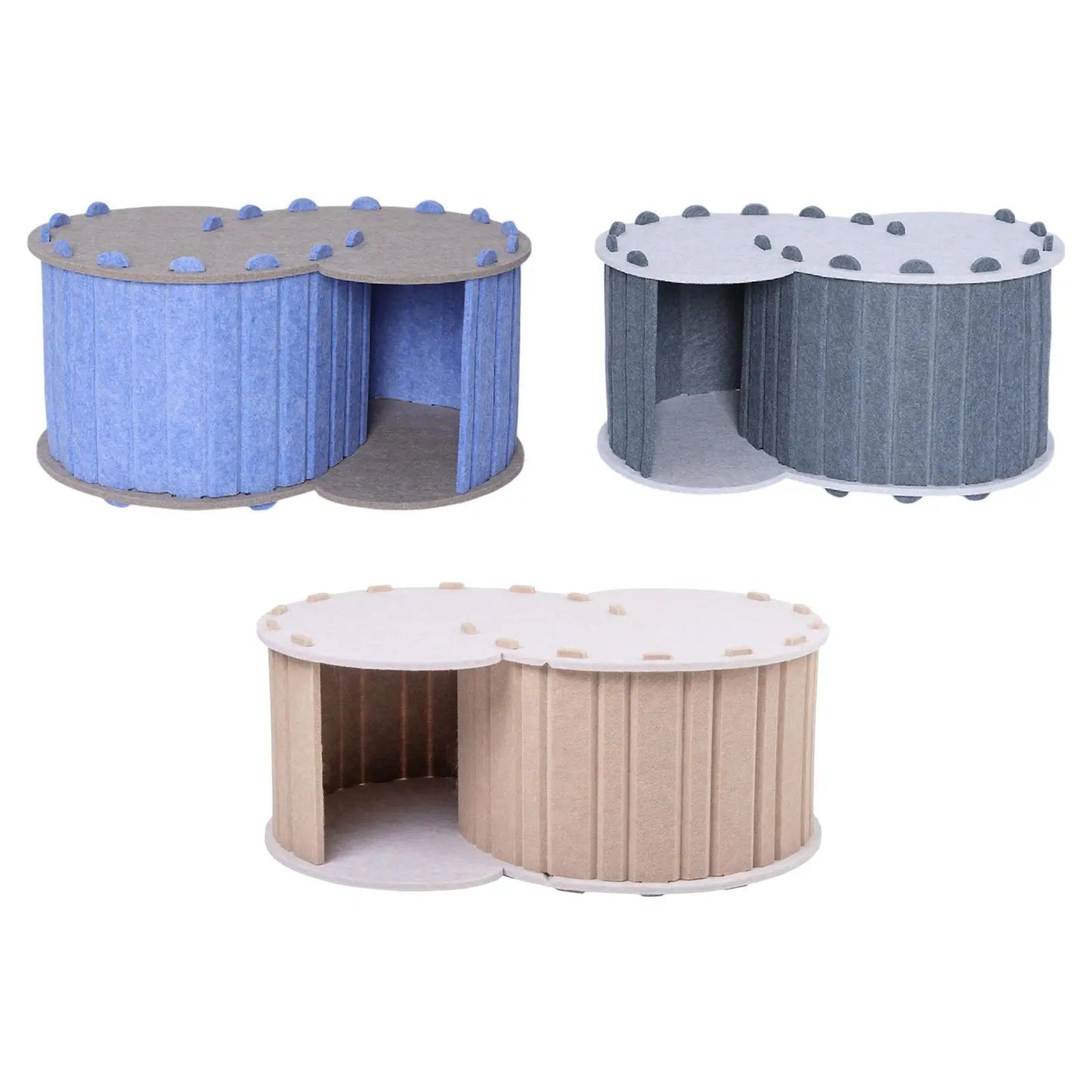 Cat Play Tunnel Bed for 2 Cats Breathable Winter Season Universal Comfortable Removable Cover Cat Cave with 2 Holes Pet House