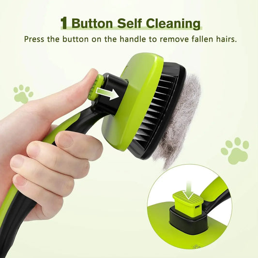 Pecute Self-Cleaning Slicker Brush for Dogs Cats Lightweight Brush for Shedding Massaging Grooming Brush Gently Removes
