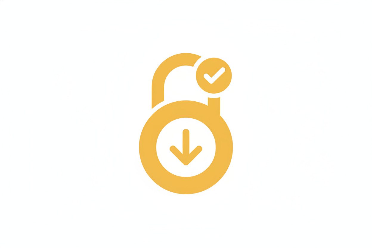 minimalist flat icon of a secure lock for online payment, yellow color, vector style, white background
